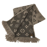 ルイ ヴィトン エシャルプ ロゴマニア マフラー M72242 ヴェローヌ グレー ウール シルク レディース LOUIS VUITTON 【中古】